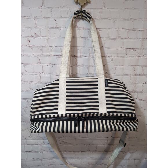 Kate Spade Travel Saturday Weekender Canvas Bag Luggage Striped - Picture 1 of 16